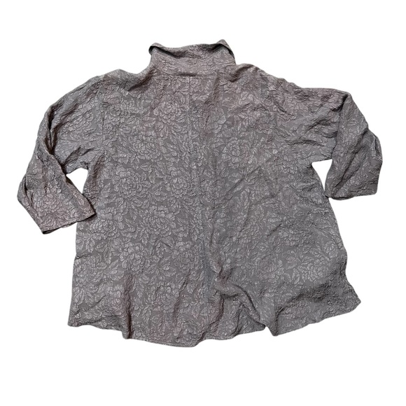 URU Women’s Shirt Purple Gray Country Textured Silk One Size Fits 14-18 - Picture 5 of 7